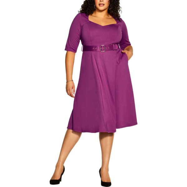 City Chic Womens Purple Solid Cocktail And Party Dress Plus 24 S BHFO 5351