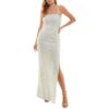 City Studios Womens Ivory Sequined Fringe Evening Dress Gown Juniors 3 BHFO 9727