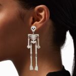 Claire's Halloween Glitter White Skeleton Dangle Earrings, 1-Pair