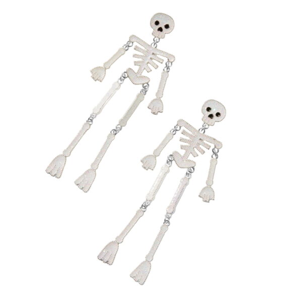 Claire's Halloween Glitter White Skeleton Dangle Earrings, 1-Pair