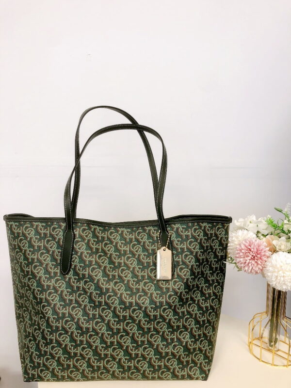 Coach CF342 City Tote With Coach Monogram Print IN Green