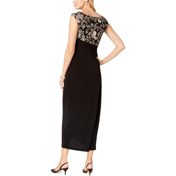 Connected Apparel Womens Black Faux-Wrap Evening Dress Gown Petites 8P BHFO 3093