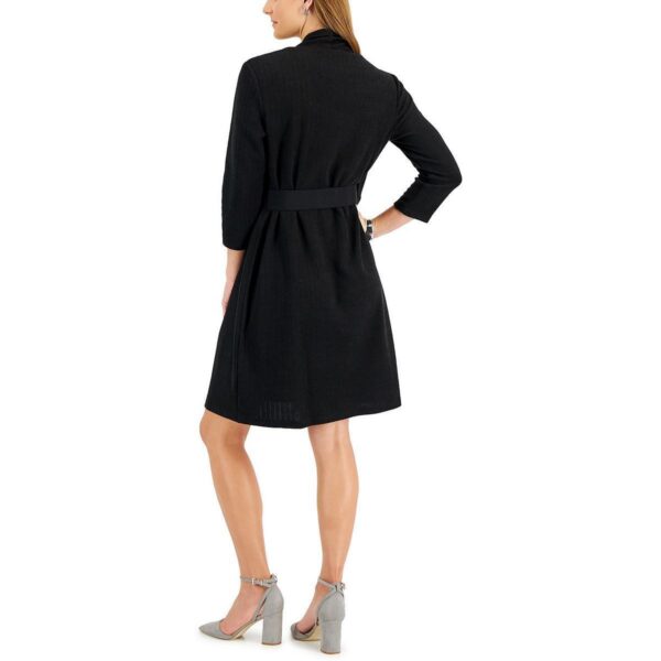 Connected Apparel Womens Black Knit Plaid Work Sweaterdress 8 BHFO 3757