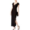 Connected Apparel Womens Black Lace Spit Neck Sheath Dress Petites 12P BHFO 6666