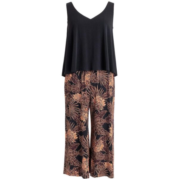 Connected Apparel Womens Black Printed Cropped Sleeveless Jumpsuit 4 BHFO 1693