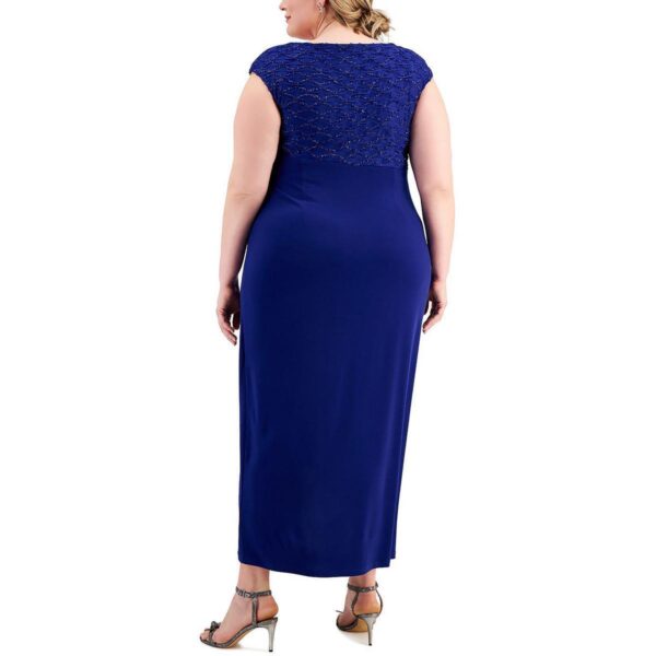 Connected Apparel Womens Blue Knit Glitter Evening Dress Gown Plus 18W BHFO 6036