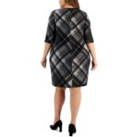 Connected Apparel Womens Gray Plaid Loose Sheath Dress Plus 20W BHFO 7178