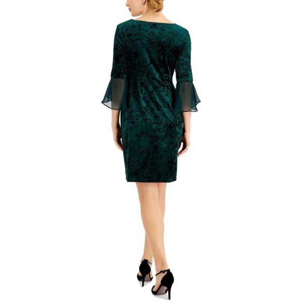 Connected Apparel Womens Green Velvet Mini Bodycon Dress Petites 8P BHFO 5914