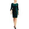 Connected Apparel Womens Green Velvet Mini Bodycon Dress Petites 8P BHFO 5914