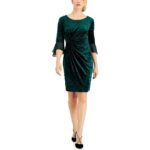 Connected Apparel Womens Green Velvet Mini Bodycon Dress Petites 8P BHFO 5914