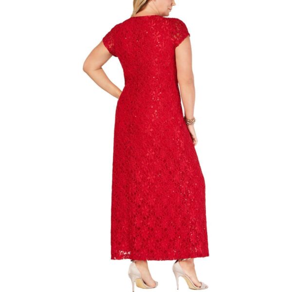 Connected Apparel Womens Red Lace Sequined Evening Dress Gown Plus 18W BHFO 7340