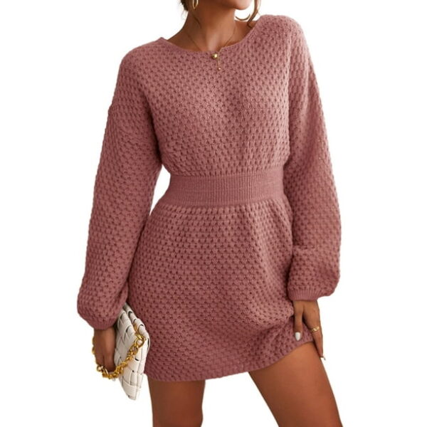 CUPSHE Women's Dress Round Neck Textured Knit Mini Sweater Dress