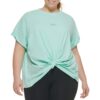 DKNY Sport Womens Green Tee Fitness Pullover Top Athletic Plus 1X BHFO 7324