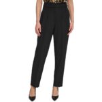 DKNY Womens Black High Rise Pleated Work Dress Pants 8 BHFO 4852