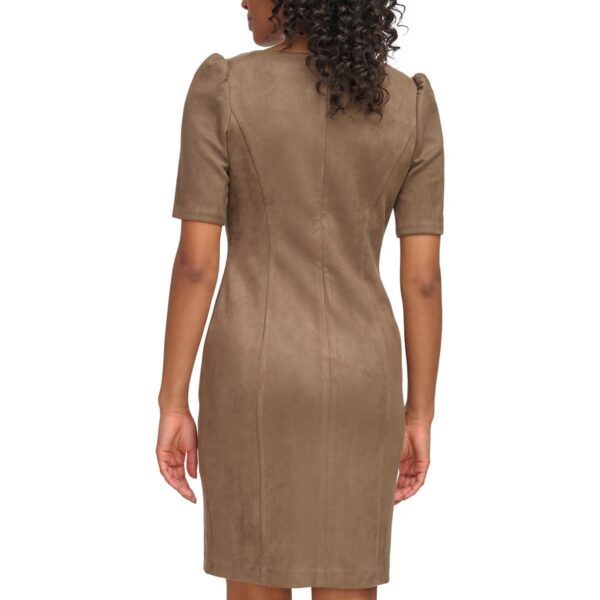 DKNY Womens Brown Faux Suede Sheath Dress 12 BHFO 7573