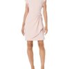 DKNY Women's Flutter Sleeve Faux Wrap with Hardware