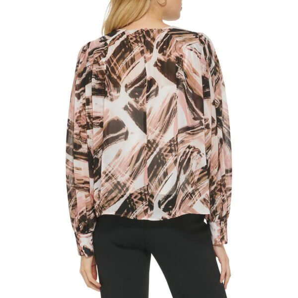 DKNY Womens Pink Printed Dolman Abstract Blouse Top XS BHFO 3549