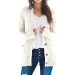 Dokotoo Womens Cable Cardigan White Sweaters for Women Fall Cardigans for Women