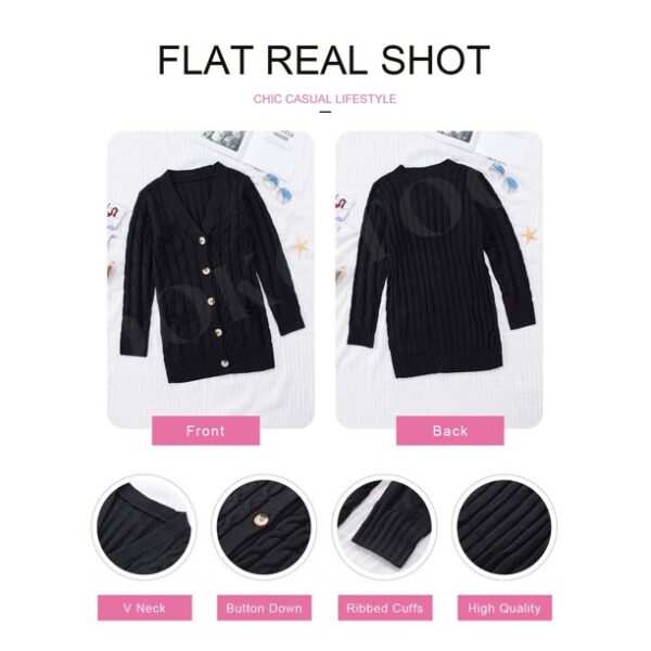 Dokotoo Womens Cardigan Pocket Black Button Down Sweater for Women Cardigan Women Long Coat