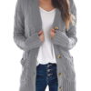 Dokotoo Womens Gray Chunky Cable Knit Casual Cardigan Solid Color Button Down Open Front Loose Sweater Outwear Size Large US 12-14