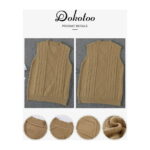 Dokotoo Womens Khaki Sleeveless Knitted Sweater Vest Cable Knit Pullover Tops, Us 12-14(L)