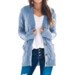 Dokotoo Womens Knitwear Button Down Cardigan Sweaters Blue Cardigans Outerwear Women