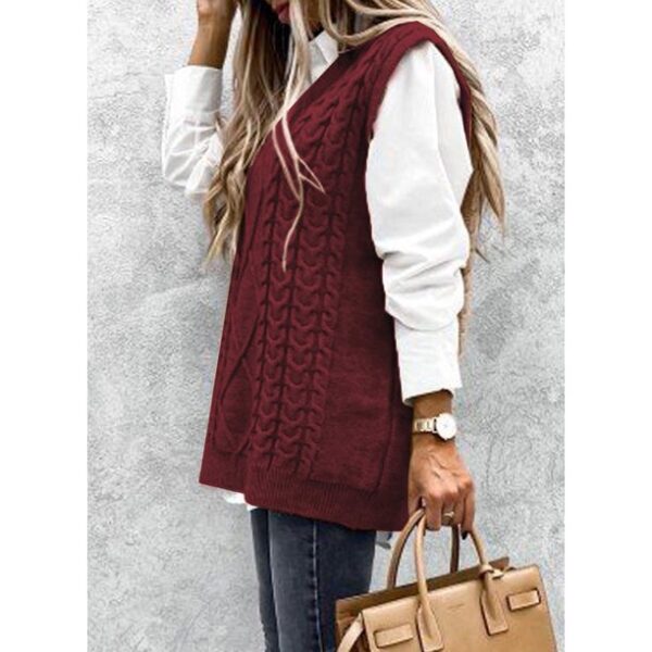 Dokotoo Womens Red Sweater Vest Women Plus Size V Neck Sweaters Sleeveless Pullover Sweaters