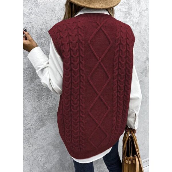 Dokotoo Womens Red Sweater Vest Women Plus Size V Neck Sweaters Sleeveless Pullover Sweaters