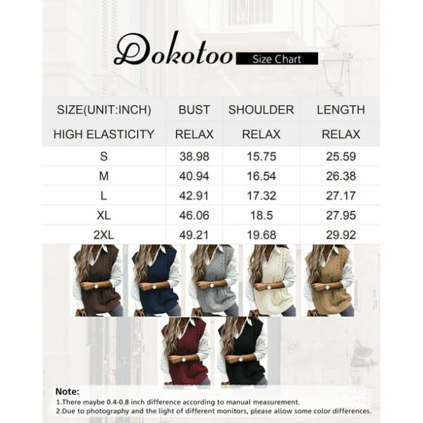 Dokotoo Womens Sleeveless Sweater Vests Pullover Sweaters for Women Plus Size