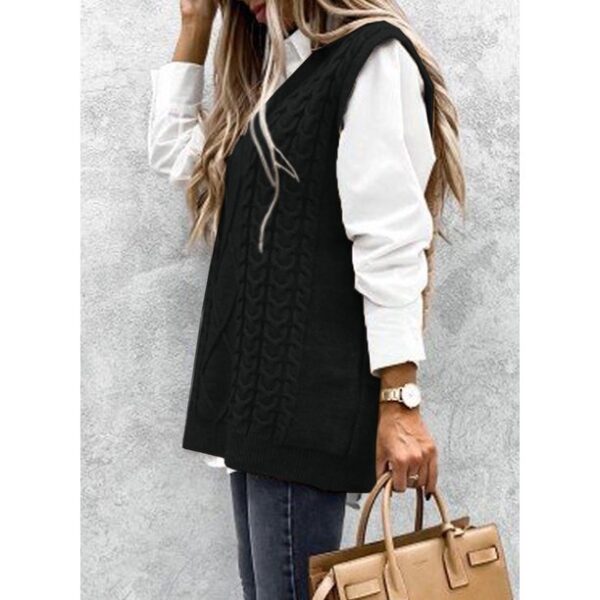 Dokotoo Womens Sweater Vest for Women Trendy V Neck Sweaters for Women Black Solid Color Pullover Sweaters