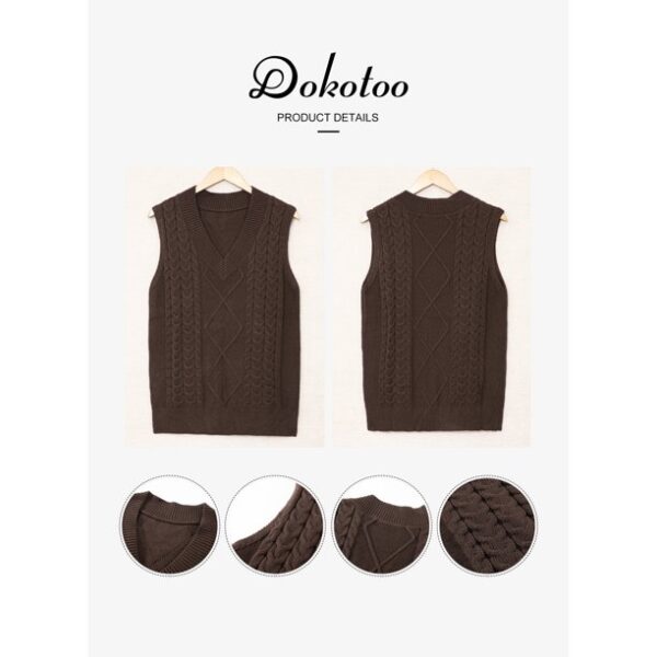 Dokotoo Womens Sweater Vest Tops for Women V Neck Cable Knitted Sweaters Pullover Sweaters for Women