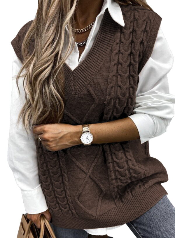 Dokotoo Womens Sweater Vest Tops for Women V Neck Cable Knitted Sweaters Pullover Sweaters for Women