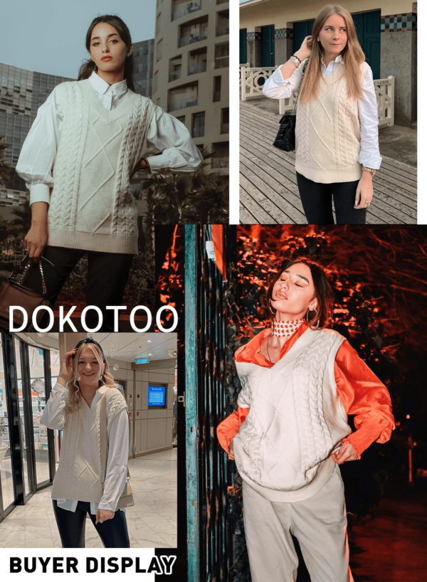 Dokotoo Womens V Neck Sweater Vests Vintage Sweaters Women Fall Sweaters for Women