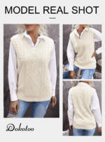 Dokotoo Womens V Neck Sweater Vests Vintage Sweaters Women Fall Sweaters for Women