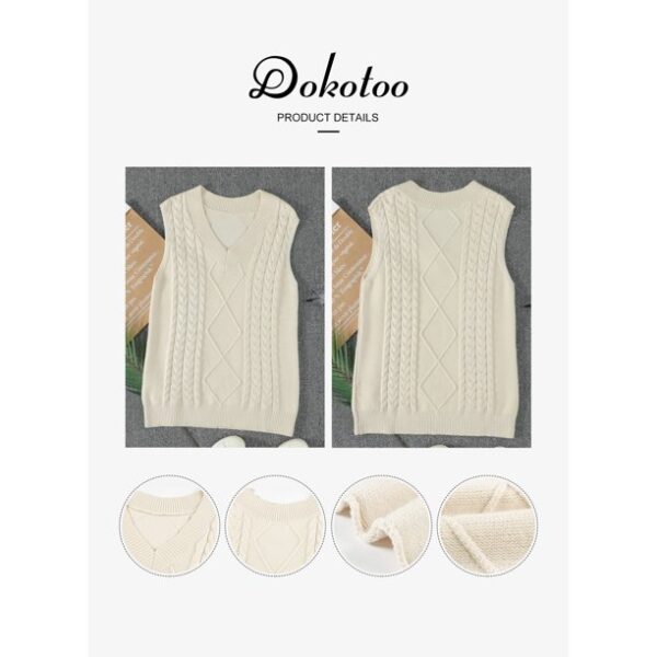 Dokotoo Womens V Neck Sweater Vests Vintage Sweaters Women Fall Sweaters for Women