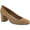 Easy Street Womens Proper Tan Faux Suede Heels Shoes 8.5 Medium (B,M) BHFO 9167