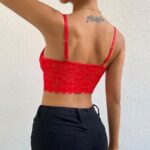 Elainilye Fashion Corset Tops for Women Lace Perspective Sexy Sleeveless Corset Bustier Slim Sling Shapewear Tank Tops,Red