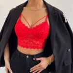 Elainilye Fashion Corset Tops for Women Lace Perspective Sexy Sleeveless Corset Bustier Slim Sling Shapewear Tank Tops,Red