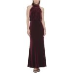 Eliza J Womens Red Velvet Long Formal Evening Dress Gown Petites 14P BHFO 6611