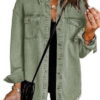 Eytino Women's Oversized Denim Jacket Casual Long Boyfriend Jean Jacket for Autumn Spring Green 2XL Female