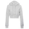 Fall Sweatshirts Women Ladies Solid Casual Basic Long Sleeve Zip Up Crop Hoodie Jacket Sweatshirt Women Light Gray XL