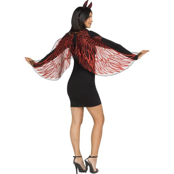 Fantasy Devil Wings & Horns Women Costume Accessory Set, One-Size, Red Black