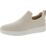 Fitflop Womens Rally Ivory Felt Slip-On Sneakers Shoes 5 Medium (B,M) BHFO 6422