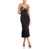 Fore Womens Black Satin Lace Inset Mermaid Slip Dress M BHFO 5349