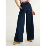 Free Assembly Women’s Belted Wide Leg Trouser Jeans, 31” Inseam, Sizes 0-22