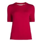 Free Assembly Women’s Cozy Yarn Shrunken Sweater Tee with Short Sleeves, Sizes XS-XXXL