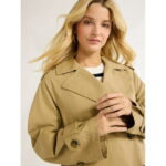 Free Assembly Women’s Cropped Cotton Trench Coat, Sizes XS-XXL