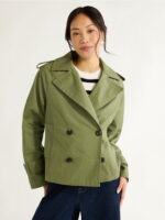 Free Assembly Women’s Cropped Cotton Trench Coat, Sizes XS-XXL