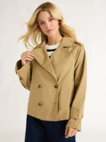 Free Assembly Women’s Cropped Cotton Trench Coat, Sizes XS-XXL