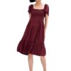 GAP Women's Short Sleeve Square Neck Midi Dress